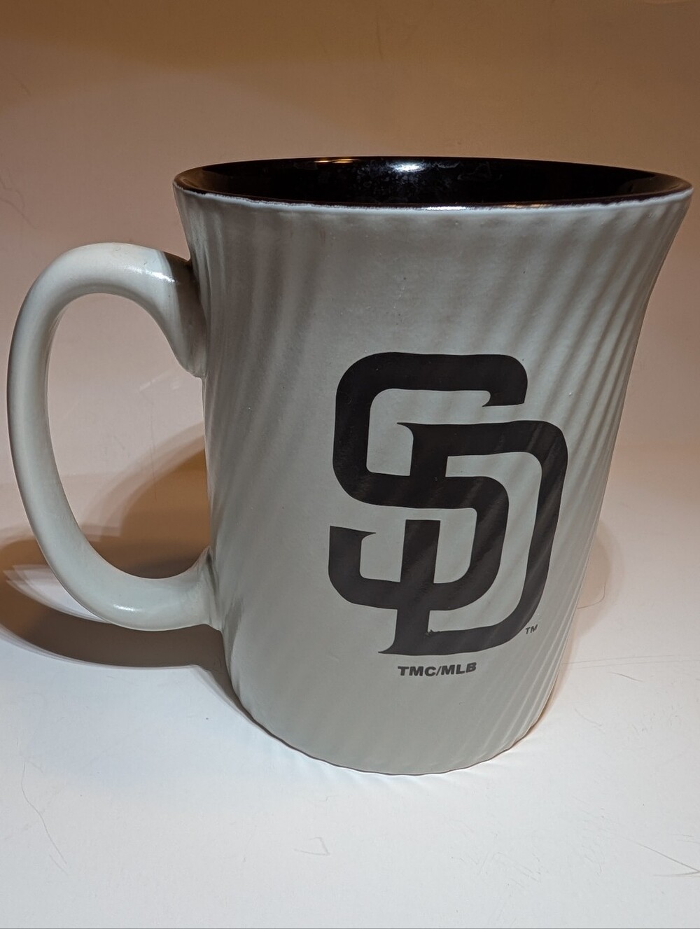 Gray Ceramic Ribbed San Diego Padres Coffee Mug